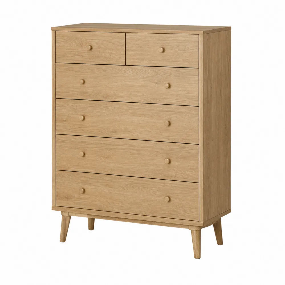 Cassettiera in legno di rovere con 6 cassetti