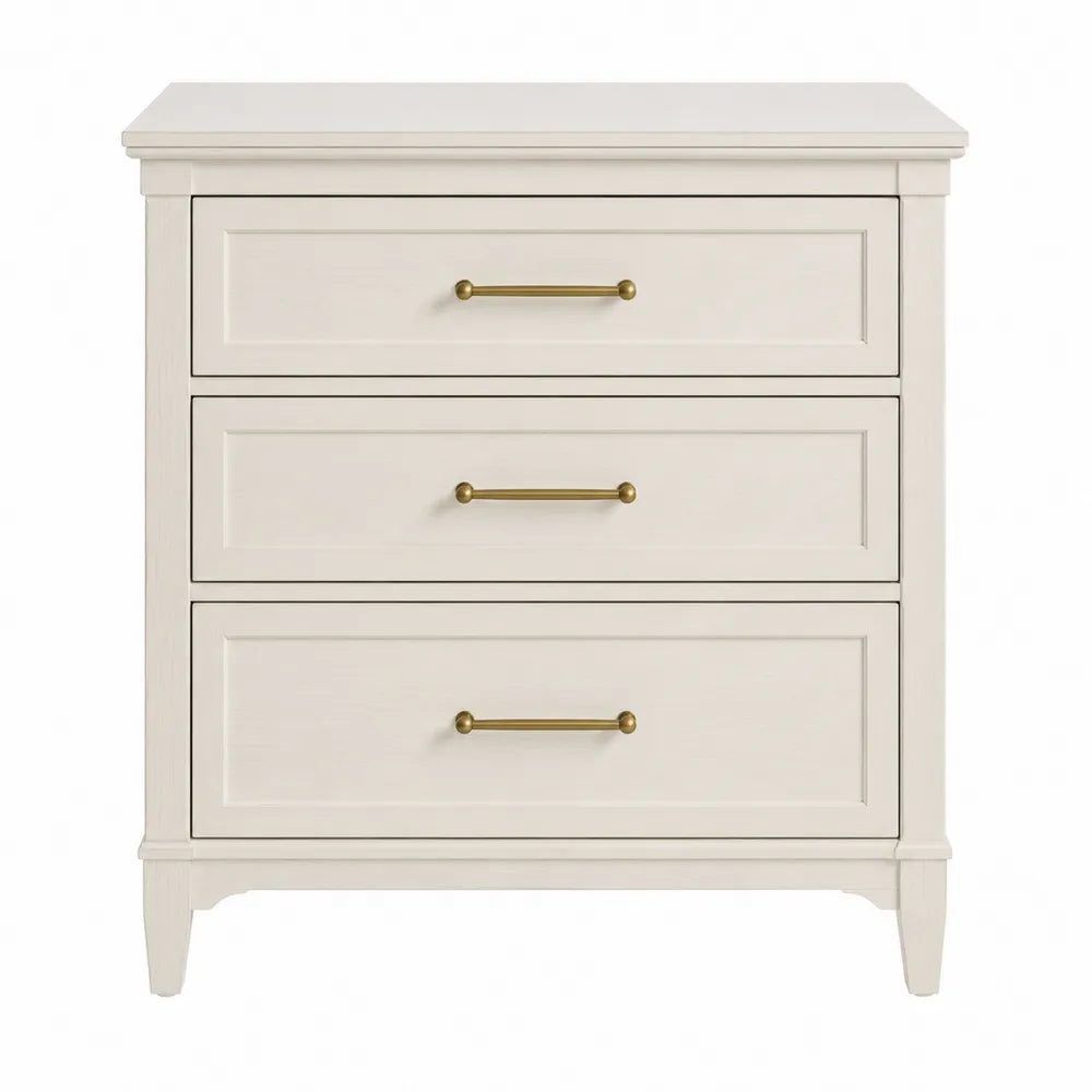 Cassettiera in legno bianco con 3 cassetti 78x42x78 cm