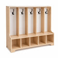 Portabiti in Legno di Betulla Beige e Bianco con Ripiani