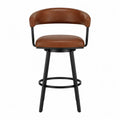 Sgabello da bar in pelle sintetica marrone con struttura in metallo nero