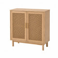 Credenza in legno e rattan marrone chiaro 80x35x90cm