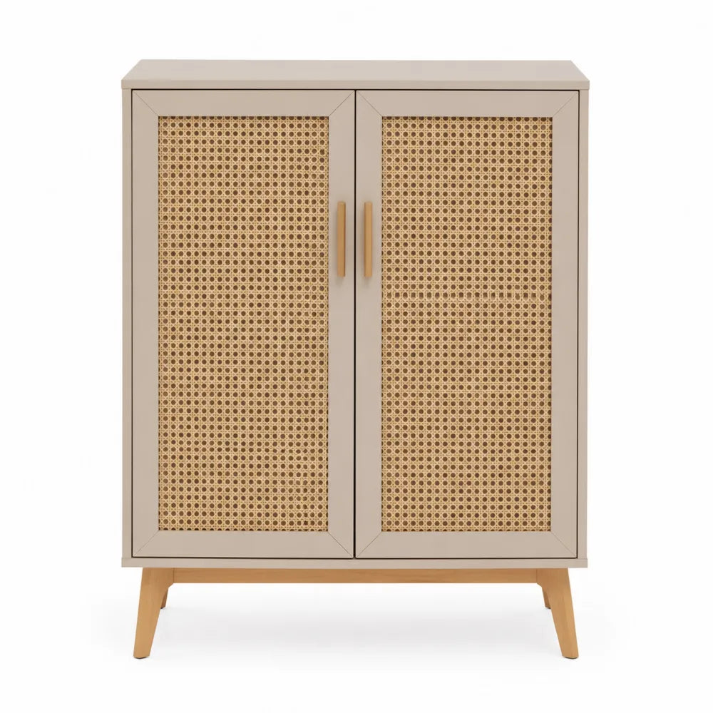 Credenza in legno e rattan 85x40x110 cm