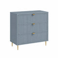 Cassettiera in Legno Verniciato Blu con Maniglie in Metallo Dorato