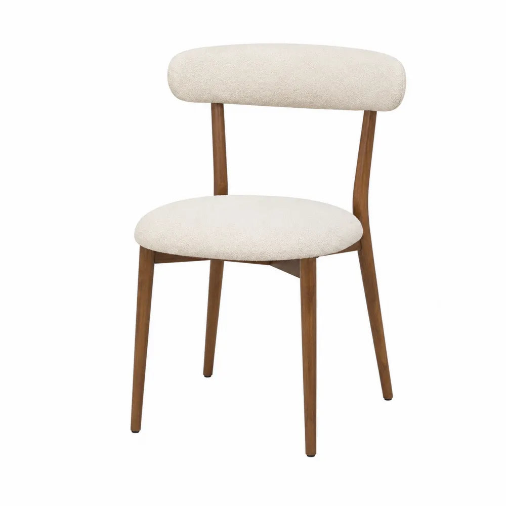 Sedia in legno con seduta in tessuto crema