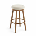 Sgabello da bar in legno massello con seduta in tessuto bianco panna 75 cm