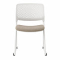 Sedia in metallo e plastica con seduta imbottita beige