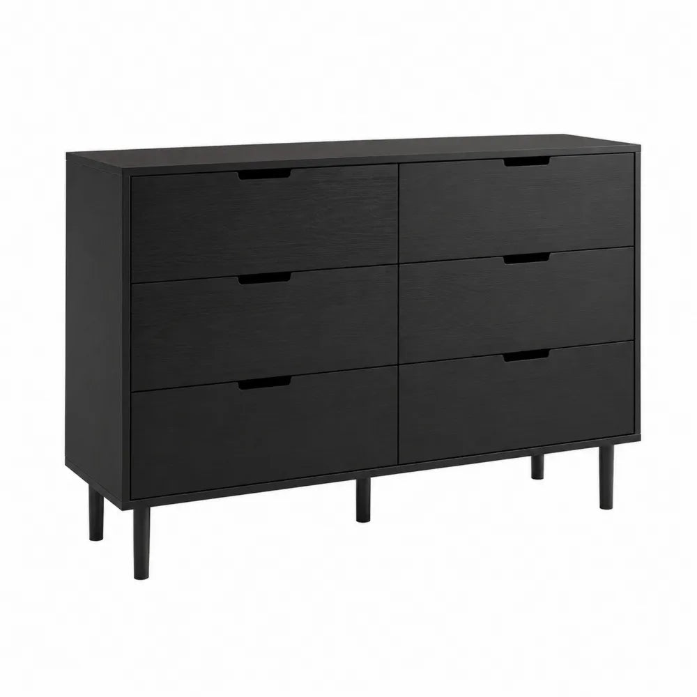 Cassettiera in legno MDF con 6 cassetti nera