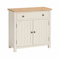 Credenza in MDF Bianco Avorio con Superficie in Rovere